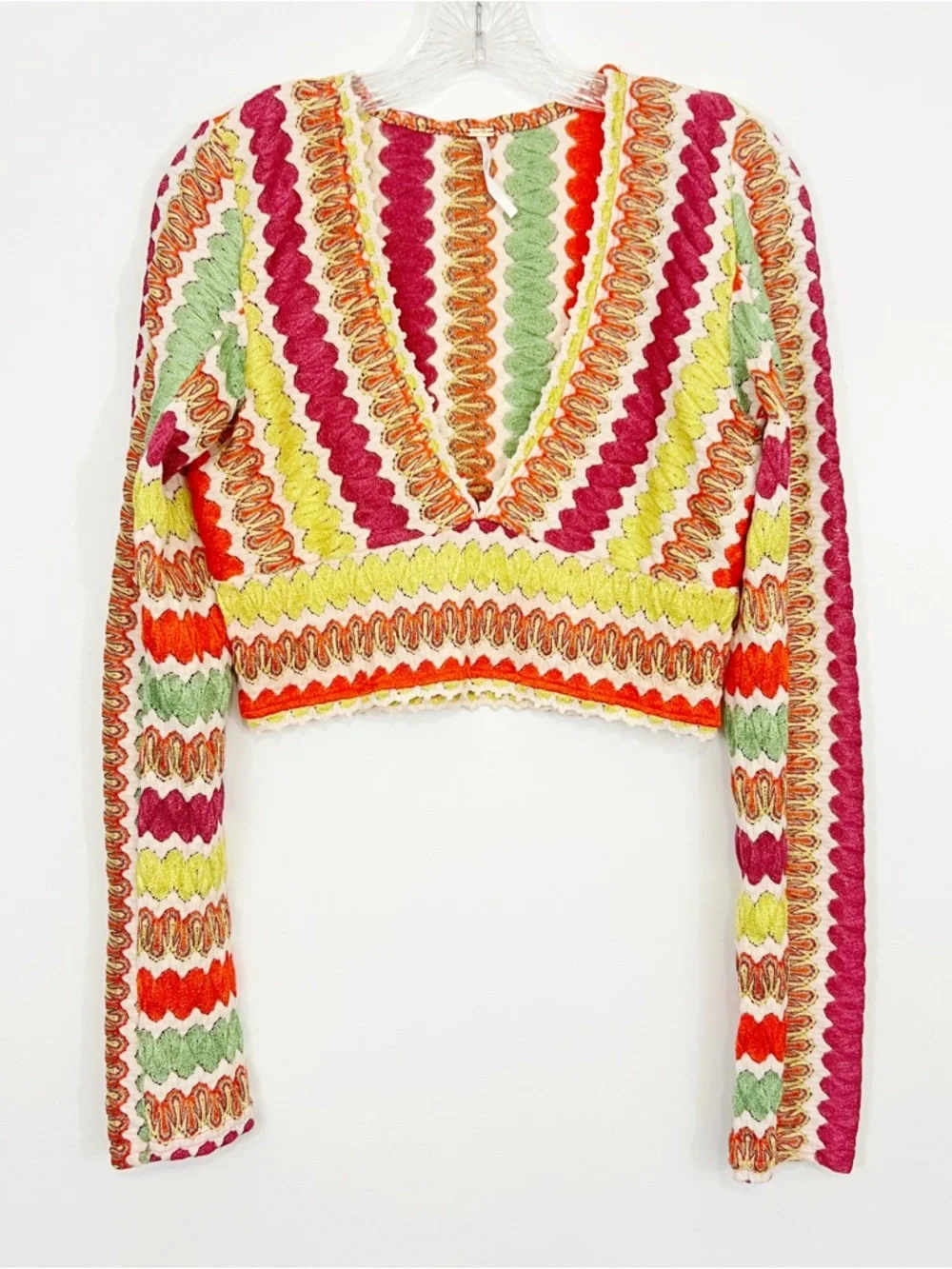 Free People Twist & Shout Top Colorful Size Medium Long Sleeve